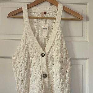 Pilcro Cream Cable Knit Cardigan Vest